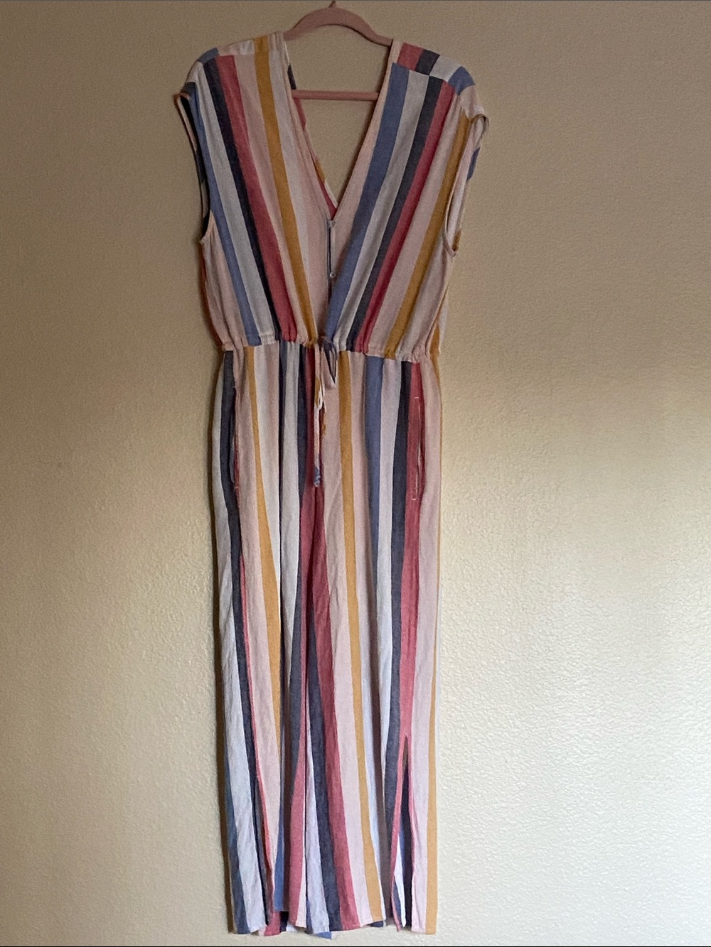 Cloth & Stone Linen Blend Wide Leg Jumpsuit Cropped Boho Coastal Size Small - Picture 2 of 16